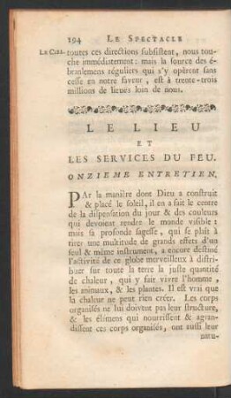 Onzieme entretien. Le lieu et les services du feu.