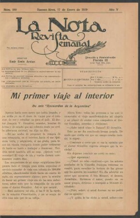 Mi primer viaje al interior : De mis "Recuerdos de la Argentina"