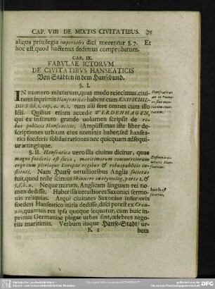 Cap. IX. Fabulae Ictorum De Civitatibus Hanseaticis, Von Städten in dem Hansebund