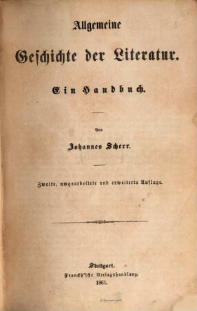 Allgemeine Geschichte der Literatur : Ein Handbuch