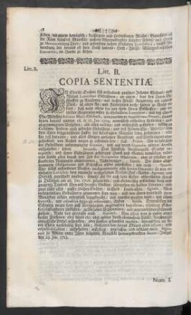 Litt. B. Copia Sententiae