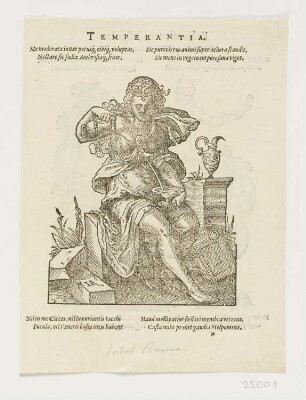 Temperantia, aus: "Insignia sacrae Caesareae Maiestatis", Frankfurt 1579, S. 141 recto