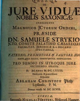 De Jure Viduae Nobilis Saxonicae