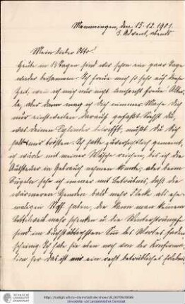 Brief vom 15.12.1901