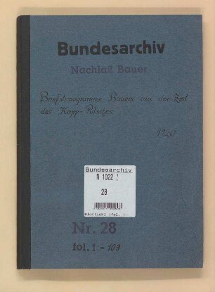 Deutsch-russische Zusammenarbeit auf militärischem, politischem und wirtschaftlichem Gebiet (Briefstenogramm Bauers)