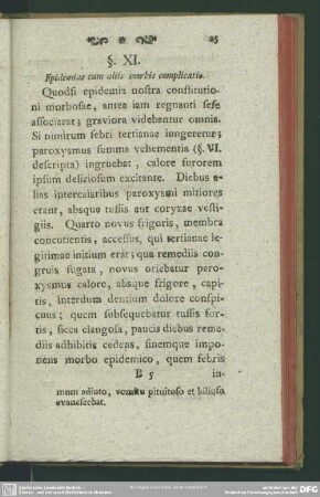 §. XI. Eidemiae com aliis morbis complicatio