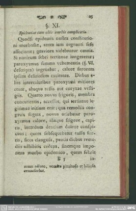 §. XI. Eidemiae com aliis morbis complicatio