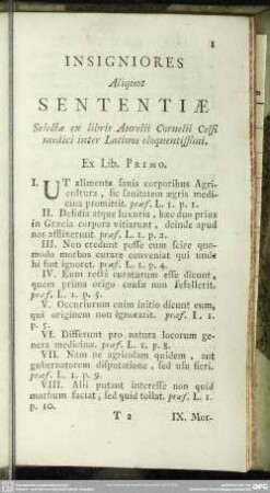 Insigniores Aliquot Sententiae