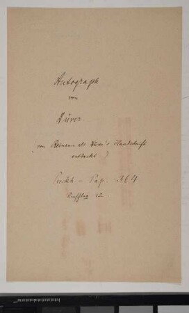 Albrecht Dürer: Wundölrezept – Nürnberg, STN, PP 364, Umschlag 12