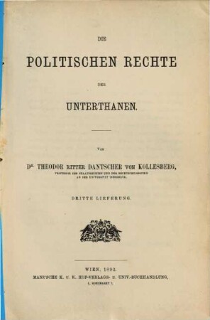 Die politischen Rechte der Unterthanen, 3