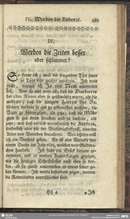 IV. Werden die Zeiten besser oder schlimmer?
