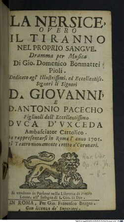 La Nersice, overo il tiranno nel proprio sangue