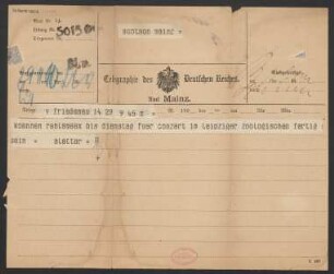 Brief an B. Schott's Söhne : 29.11.1901