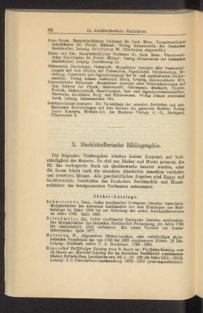 X. Buchhändlerische Bibliographie.