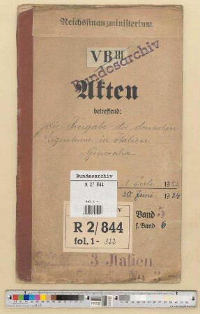 Freigabe des deutschen Eigentums in Italien: Bd. 5
