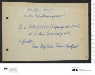 Ankündigung einer einzelnen Veranstaltung 1950