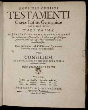 Ps. 1: Novi Jesu Christi Testamenti Graeco Latino Germanicae Novae Editionis Pars .... Ps. 1