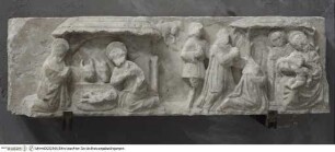 Relieffries der Geburt Christi und Anbetung des Christuskindes durch die Hirten