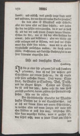 Acht und dreyßigster Brief