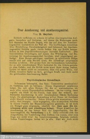 Über Anschauung und Anschauungsmittel