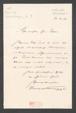 Brief an Otto Lohse : 13.10.1899