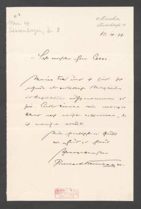 Brief an Otto Lohse : 13.10.1899