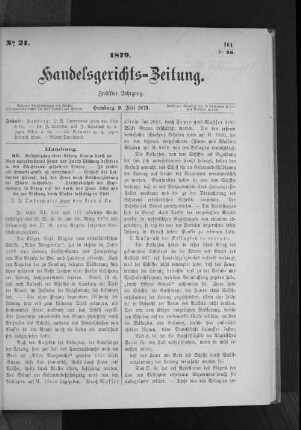No 21. 1879. Handelsgerichts-Zeitung.