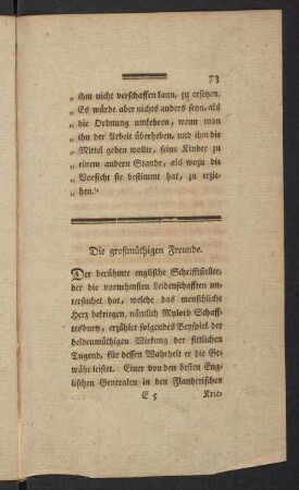 Die großmüthigen Freunde.