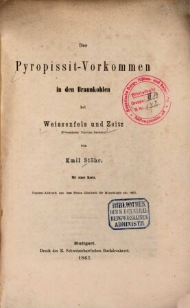 Das Pyropissit-Vorkommen in den Braunkohlen bei Weissenfels und Zeitz (Preussische Provinz Sachsen)