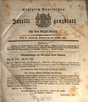 Königlich Bayerisches Intelligenzblatt für den Rezat-Kreis. 1836
