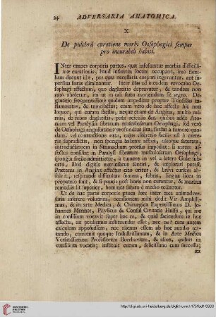 X: De pulchra curatione morbi oesophagici semper pro incurabili habiti