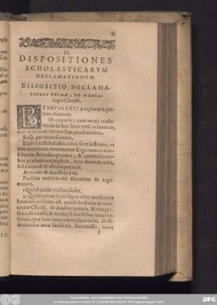 II. Dispositiones Scholasticarum Declamationum.