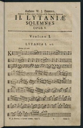 1-16, II. Lytaniae Solemnes. Opus V. Violino I.