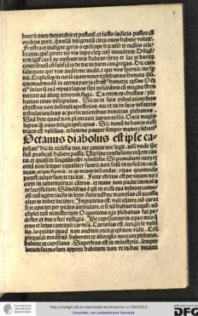 Octavus diabolus est ipse capellanus hic in ecclesia tua nec cantat nec legit nisi unde ipse suum profectum habere possit.