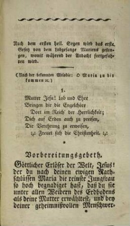 Andacht zu der heiligen Jungfrau und Mutter Gottes Maria an den ihr geweihten Festtägen