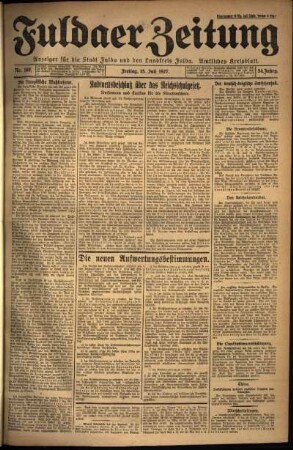 Erste Ausgabe vom Freitag, den 15. Juli 1927.