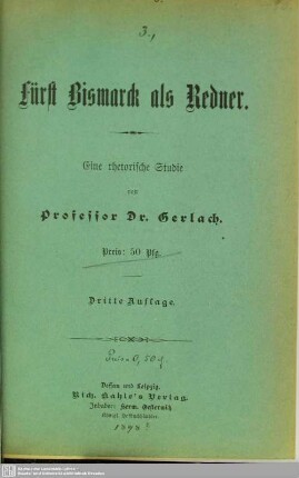 Fürst Bismarck als Redner