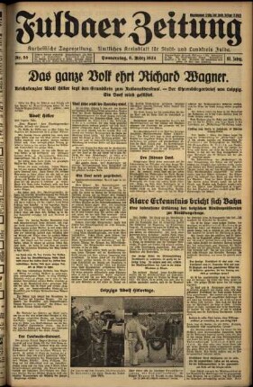 Erste Ausgabe vom Donnerstag, den 08. März 1934.