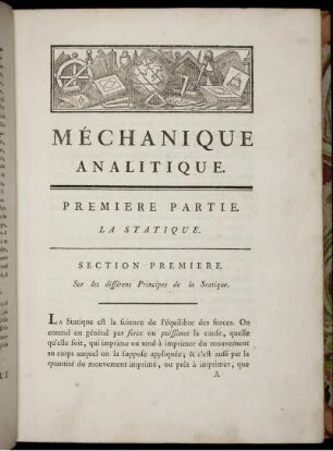 Méchanique analitique. Premiere partie.
