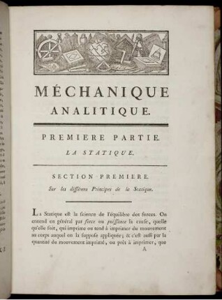 Méchanique analitique. Premiere partie.