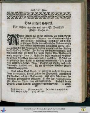 II. Von aufführung alter und neuer St. Petrischen Closter-Kirchen etc.