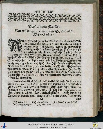II. Von aufführung alter und neuer St. Petrischen Closter-Kirchen etc.