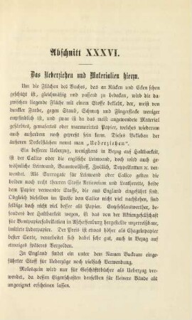 Abschnitt XXXVI. Das Ueberziehen und Materialien hierzu