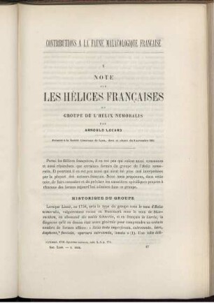 Note Sur Les Helices Francaises