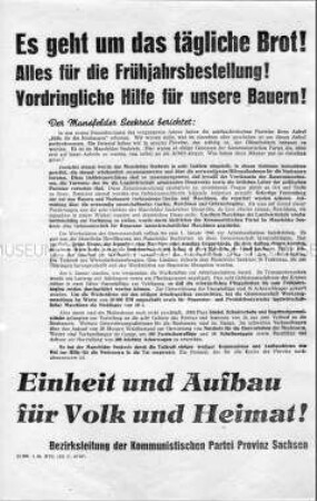 Flugblatt der KPD zur Frühjahrsbestellung