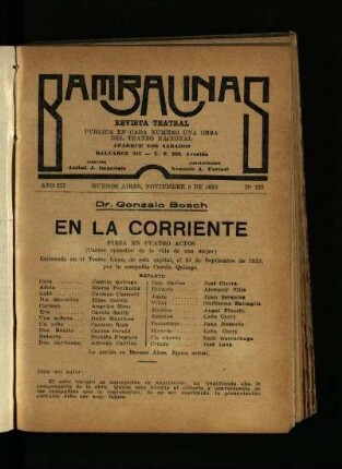 En la corriente : pieza en cuatro actos ; (cuatro epísodios de la vida de una mujer)