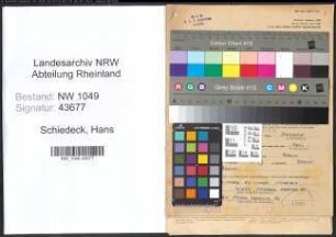 Entnazifizierung Hans Schiedeck , geb. 31.10.1911 (Kaufmaennischer Angestellter)