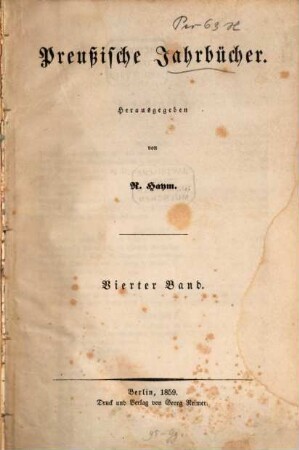 Preußische Jahrbücher. 4, 4. 1859