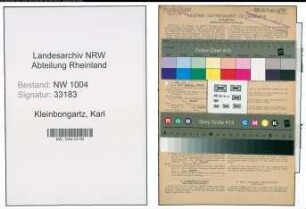 Entnazifizierung Karl Kleinbongartz , geb. 26.04.1889 (Postschaffner)