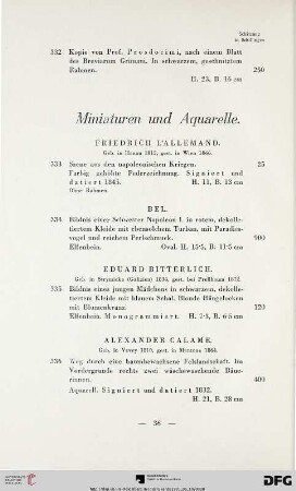 Miniaturen und Aquarelle (Nr. 333-389)